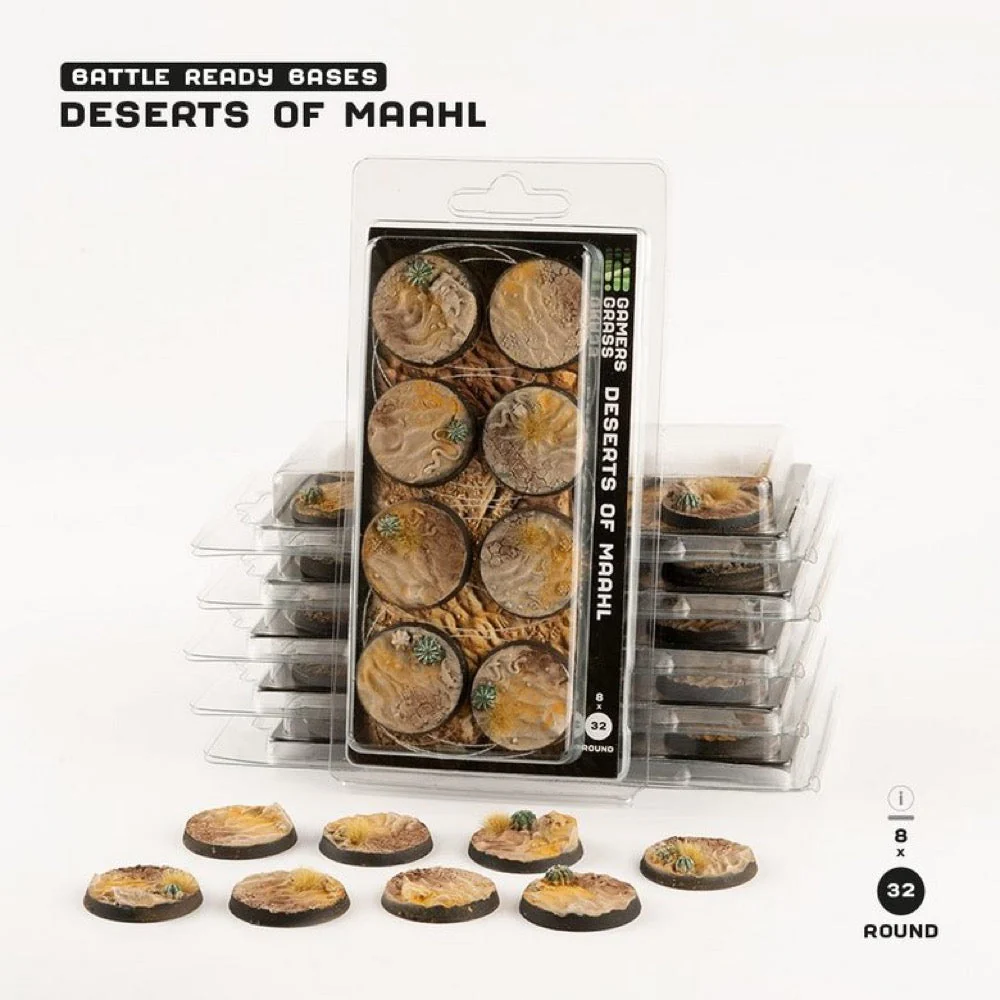 Gamers Grass GGB-DR32 Battle Ready Deserts of Maahl Round Bases 32mm 8pc