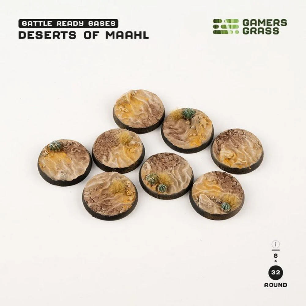 Gamers Grass GGB-DR32 Battle Ready Deserts of Maahl Round Bases 32mm 8pc - Image 2