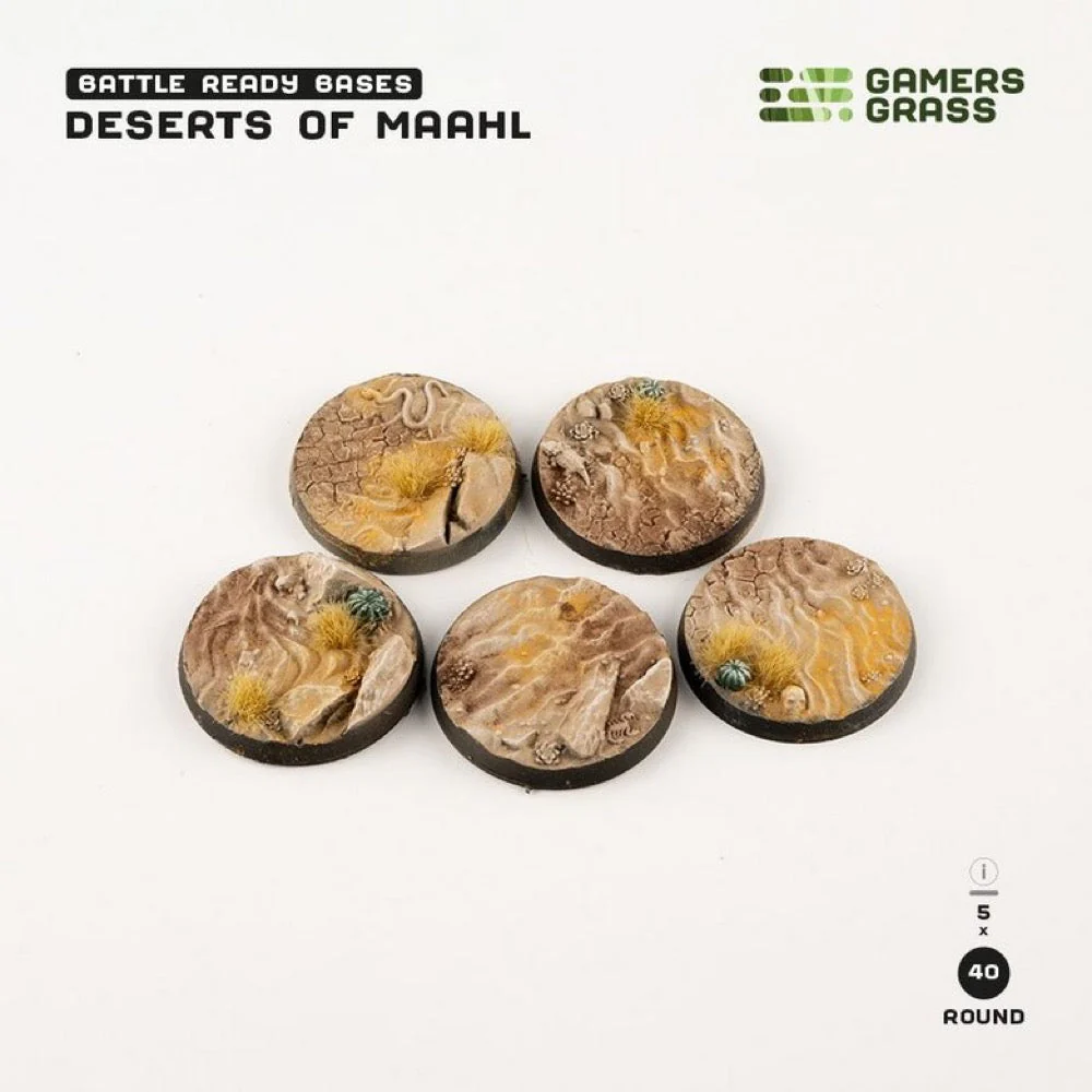 Gamers Grass GGB-DR40 Battle Ready Deserts of Maahl Round Bases 40mm 5pc - Image 2