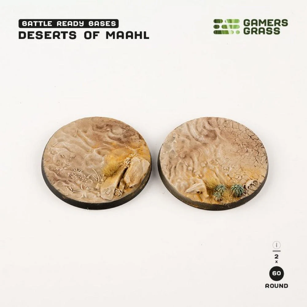 Gamers Grass GGB-DR60 Battle Ready Deserts of Maahl Round Bases 60mm 2pc - Image 2