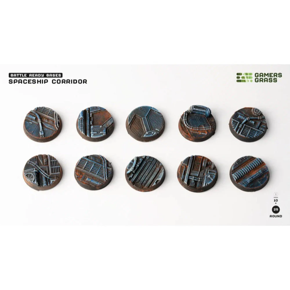 Gamers Grass GGB-SPR25 Spaceship Corridor Bases Round 25mm 10pc - Image 2