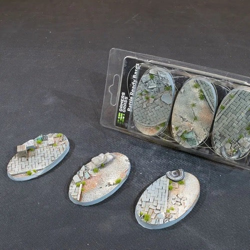 Gamers Grass GGB-UWO75 Battle Ready Urban Warfare Bases Oval 75mm 3pc