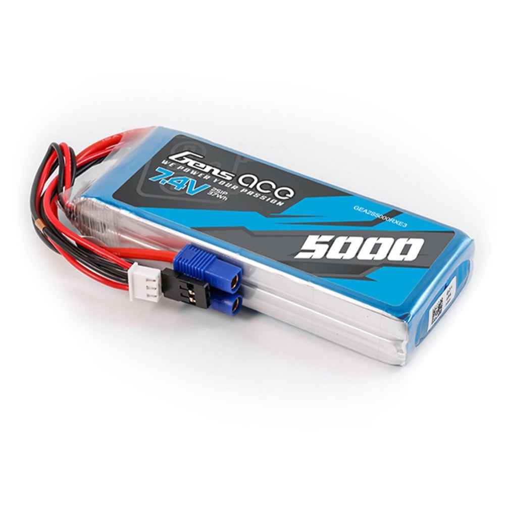 Gens Ace 2S 5000mAh 7.4V RX Soft Pack Lipo Battery (JR-3P EC3) - Image 3