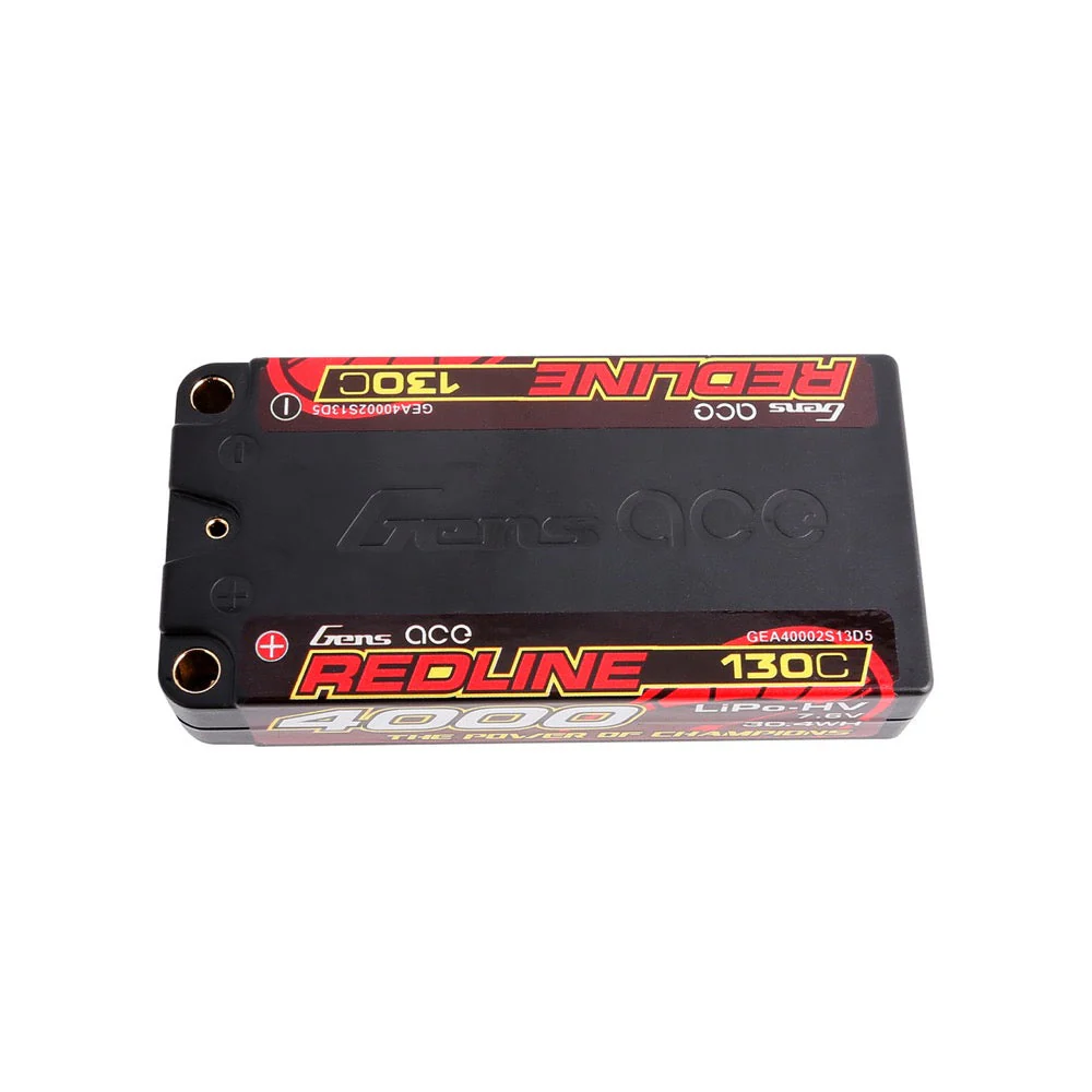 Gens Ace 7.4V 2S 4000mAh 130C Hardcase Lipo Battery (5.0mm Bullet)