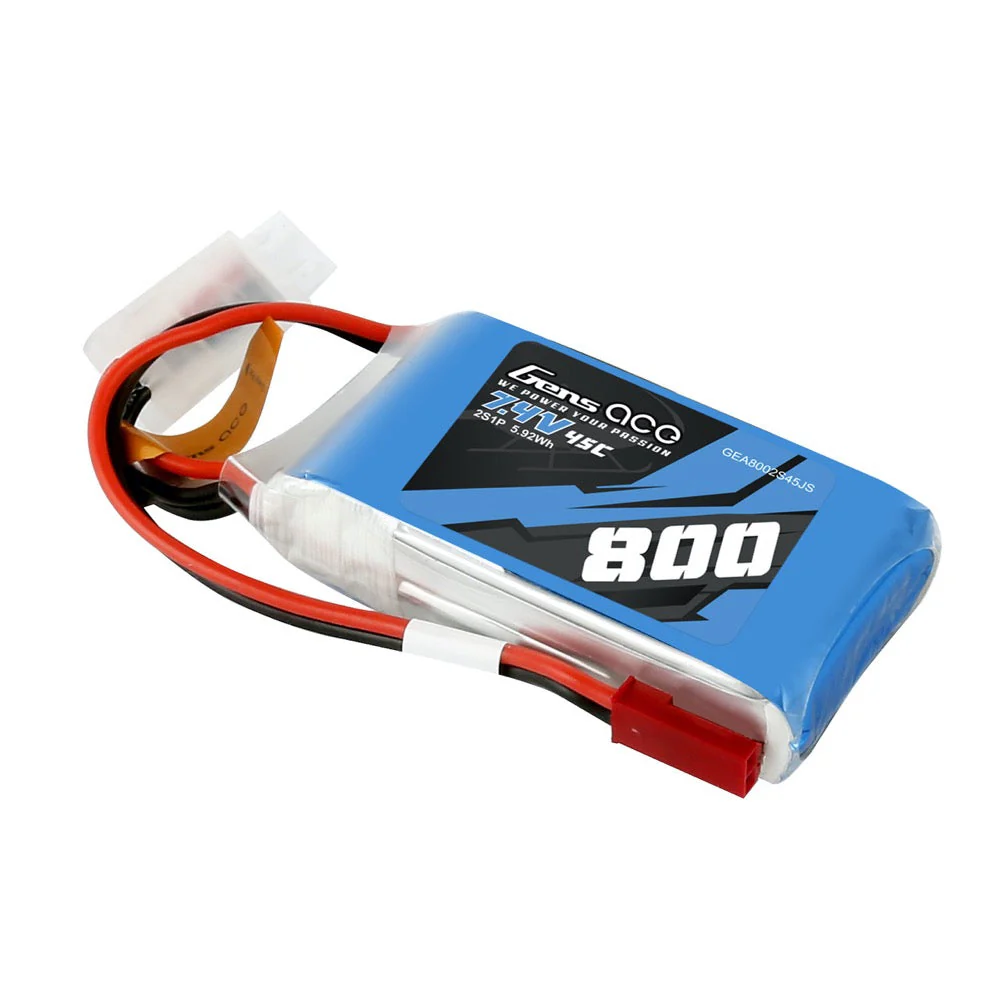 Gens Ace 7.4V 2S 800mAh 45C Soft Case LiPo Battery (JST) - Image 2
