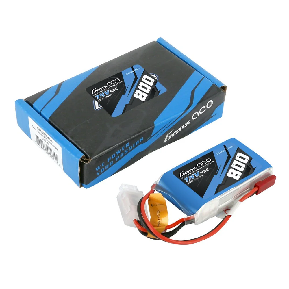Gens Ace 7.4V 2S 800mAh 45C Soft Case LiPo Battery (JST) - Image 3