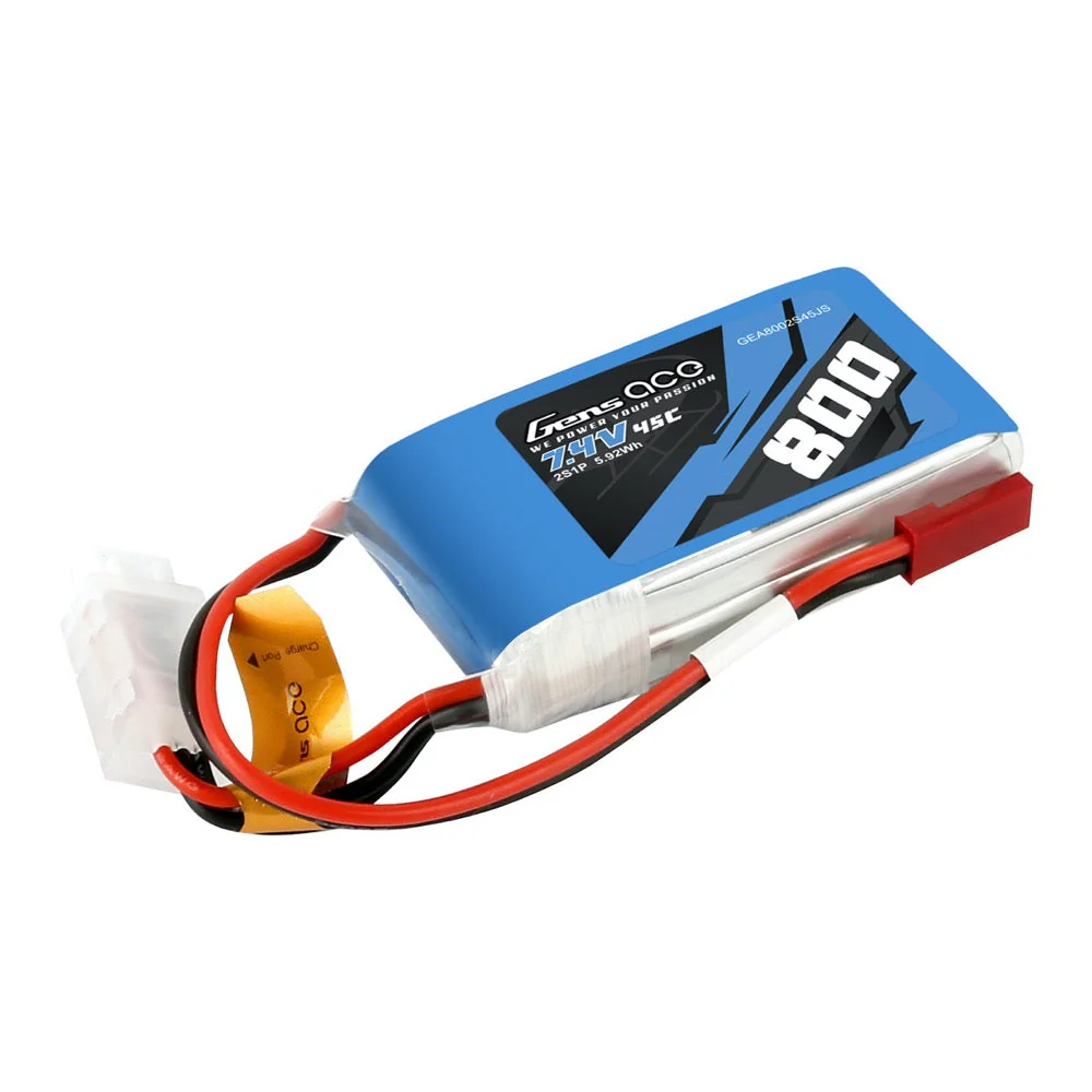 Gens Ace 7.4V 2S 800mAh 45C Soft Case LiPo Battery (JST) - Image 4