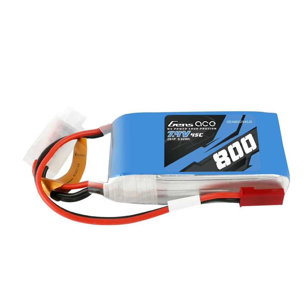 Gens Ace 7.4V 2S 800mAh 45C Soft Case LiPo Battery (JST) - Image 5