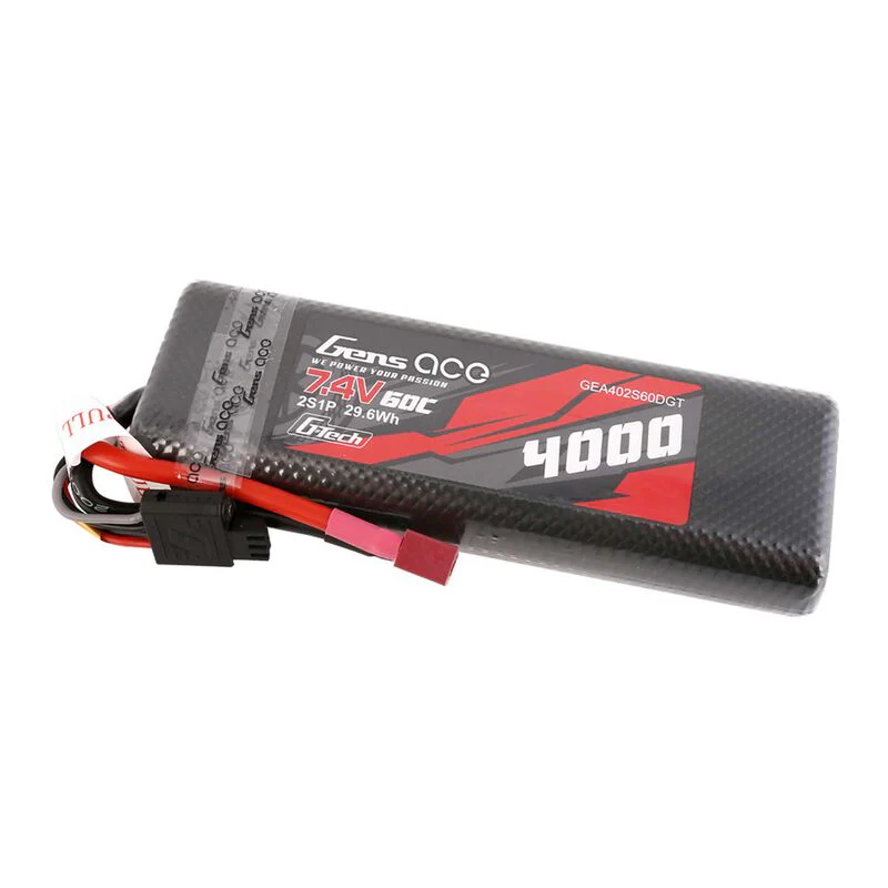 Gens Ace G-Tech 7.4V 2S 4000mAh 60C Oval Hardcase Lipo Battery (Deans) - Image 3