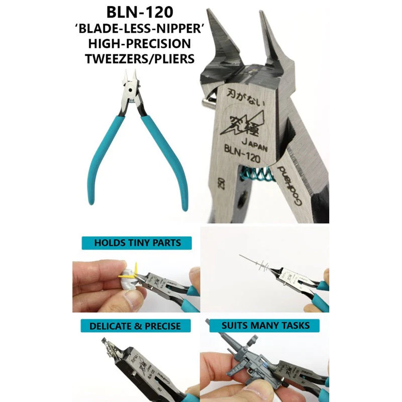 GodHand BLN-120 Haganai Carbon Steel Bladeless Nipper Tweezers for Plastic Models and Craft Works - Image 6