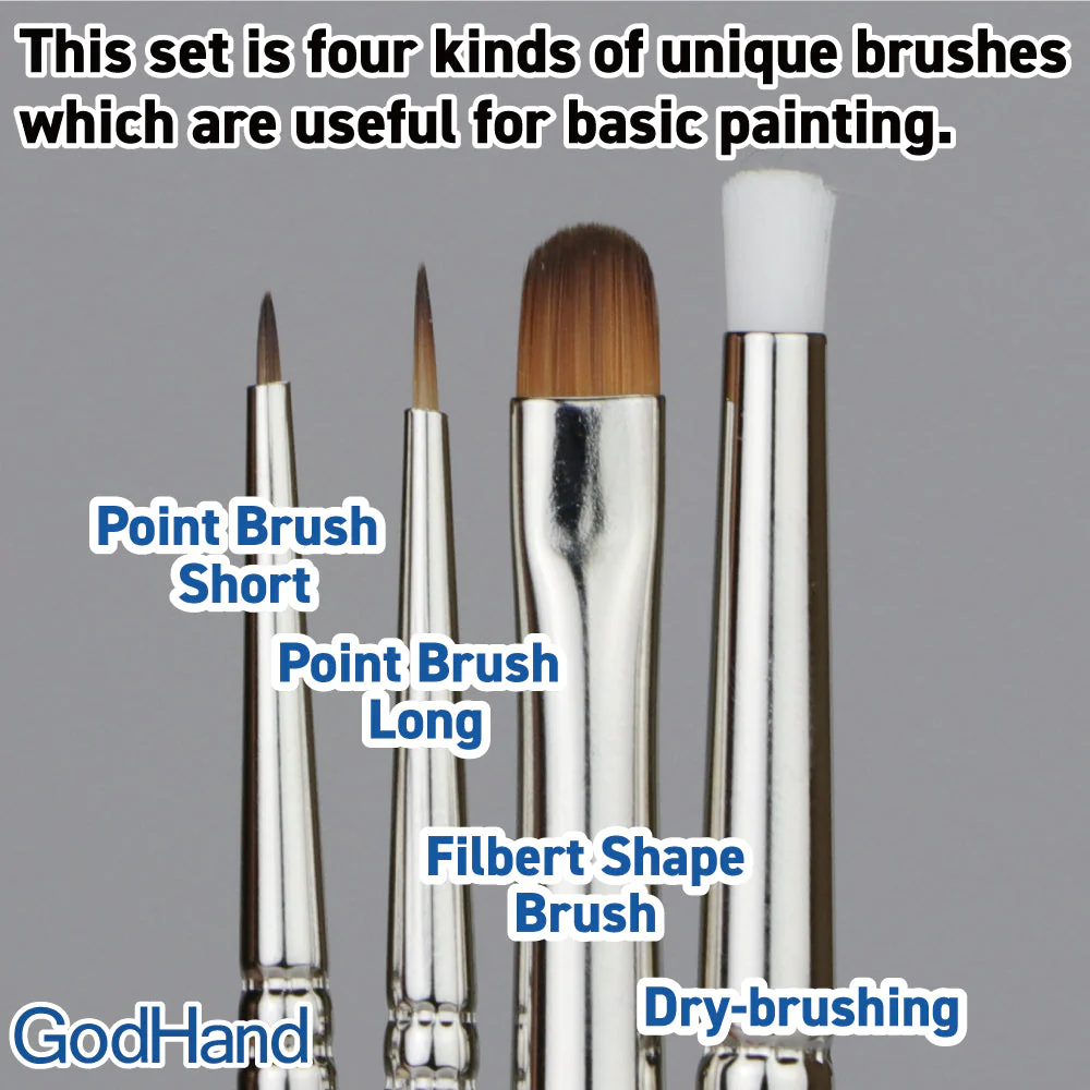 GodHand EBRSP-SN-SET Brushwork Semi-PRO Paint Brush Set 4pc - Image 2