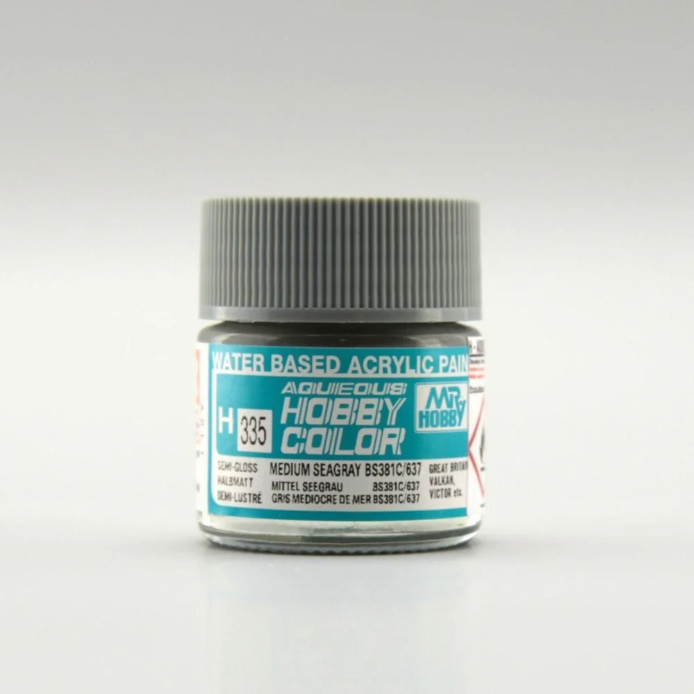 Mr Hobby (Gunze) H335 Aqueous Semi-Gloss Medium Sea Grey BS381C/ 640 Acrylic Paint 10ml