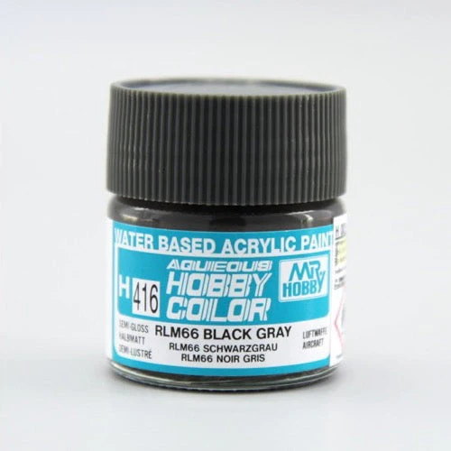 Mr Hobby (Gunze) H416 Aqueous Semi-Gloss Black Grey Acrylic Paint 10ml - Image 2
