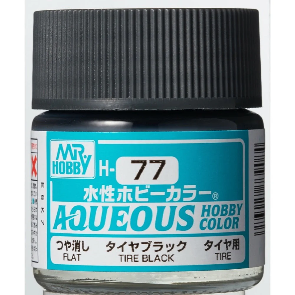 Mr Hobby (Gunze) H077 Aqueous Flat Tyre Black Acrylic Paint 10ml - Image 4
