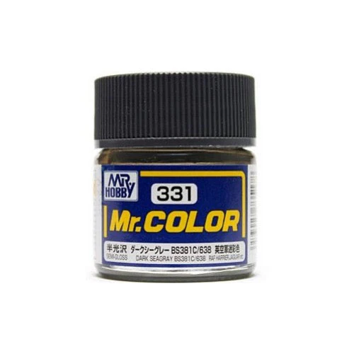 Mr Hobby (Gunze) C331 Mr Color Semi Gloss Dark Sea Grey BS381 C638 Lacquer Paint 10ml