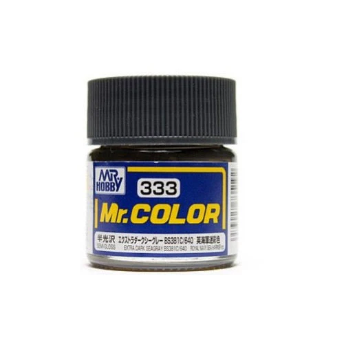 Mr Hobby (Gunze) C333 Mr Color Semi Gloss Extra Dark Dark Sea Grey BS381 C640 Lacquer Paint 10ml