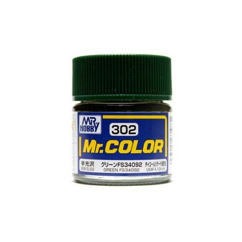 Mr Hobby (Gunze) C302 Mr Color Semi Gloss Green FS34092 Lacquer Paint 10ml