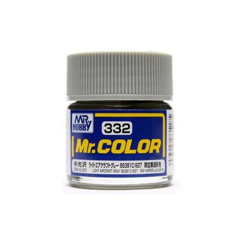 Mr Hobby (Gunze) C332 Mr Color Semi Gloss Light Aircraft Grey BS381 C627 Lacquer Paint 10ml