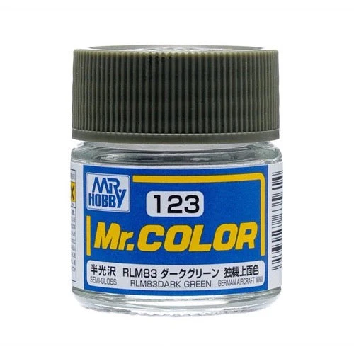 Mr Hobby (Gunze) C123 Mr Color Semi Gloss RLM83 Dark Green Lacquer Paint 10ml