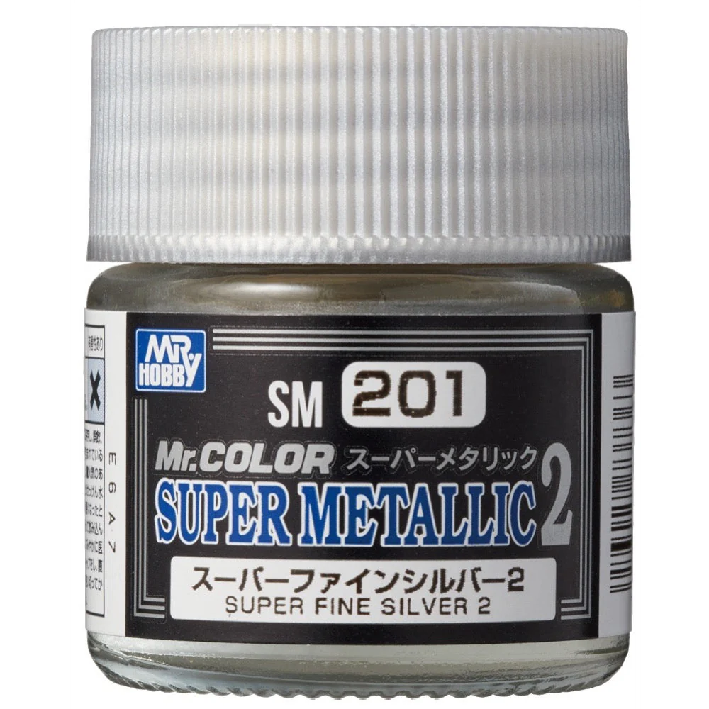 Mr Hobby (Gunze) SM201 Mr Super Metallic Super Fine Silver Lacquer Paint 10ml