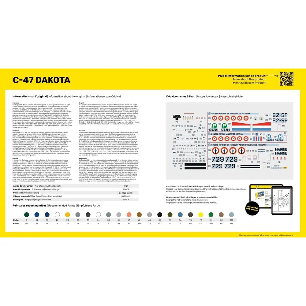 Heller HLL35372 1/72 C-47 Dakota Starter Kit - Image 4