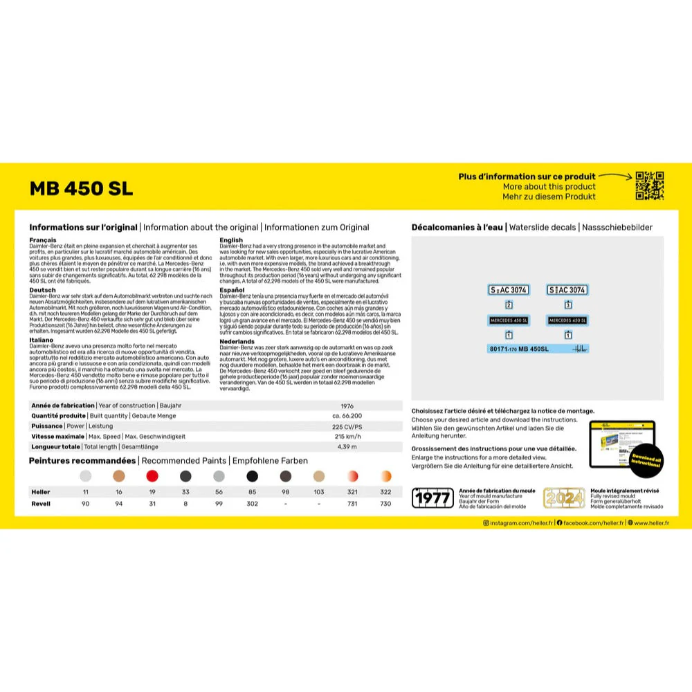 Heller HLL56171 1/43 Mercedes-Benz 450SL Starter Kit - Image 4