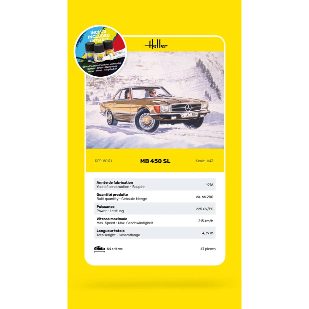 Heller HLL56171 1/43 Mercedes-Benz 450SL Starter Kit - Image 6
