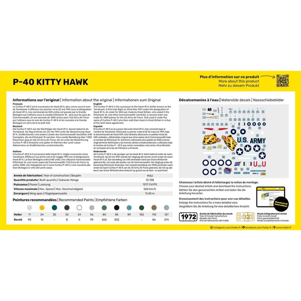 Heller HLL56266 1/72 P-40 Kitty Hawk w/RAAF decals Starter Kit - Image 4