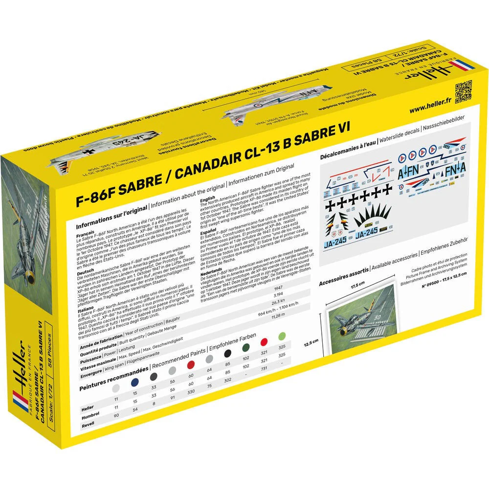 Heller HLL56277 1/72 F-86F Sabre / Canadair CL-13 B Sabre VI Starter Kit - Image 2