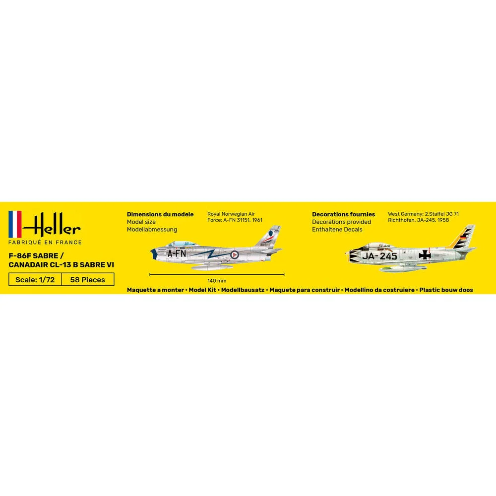 Heller HLL56277 1/72 F-86F Sabre / Canadair CL-13 B Sabre VI Starter Kit - Image 5