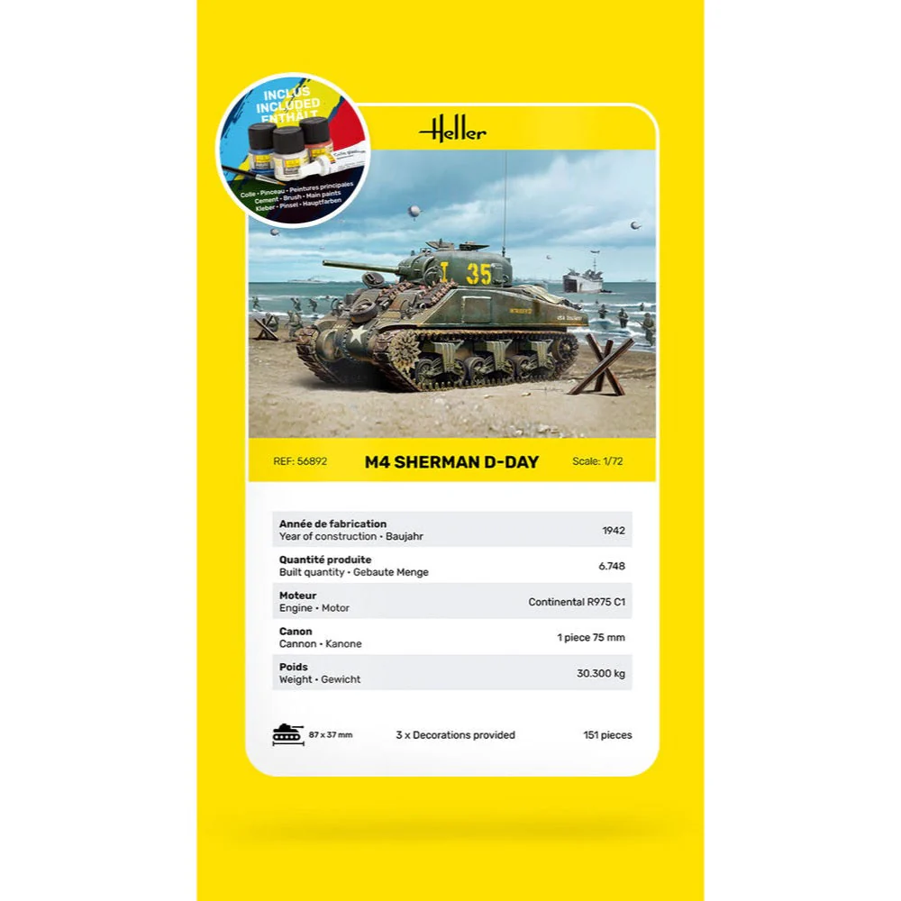 Heller HLL56892 1/72 M4 Sherman "D-Day" Starter Kit - Image 5