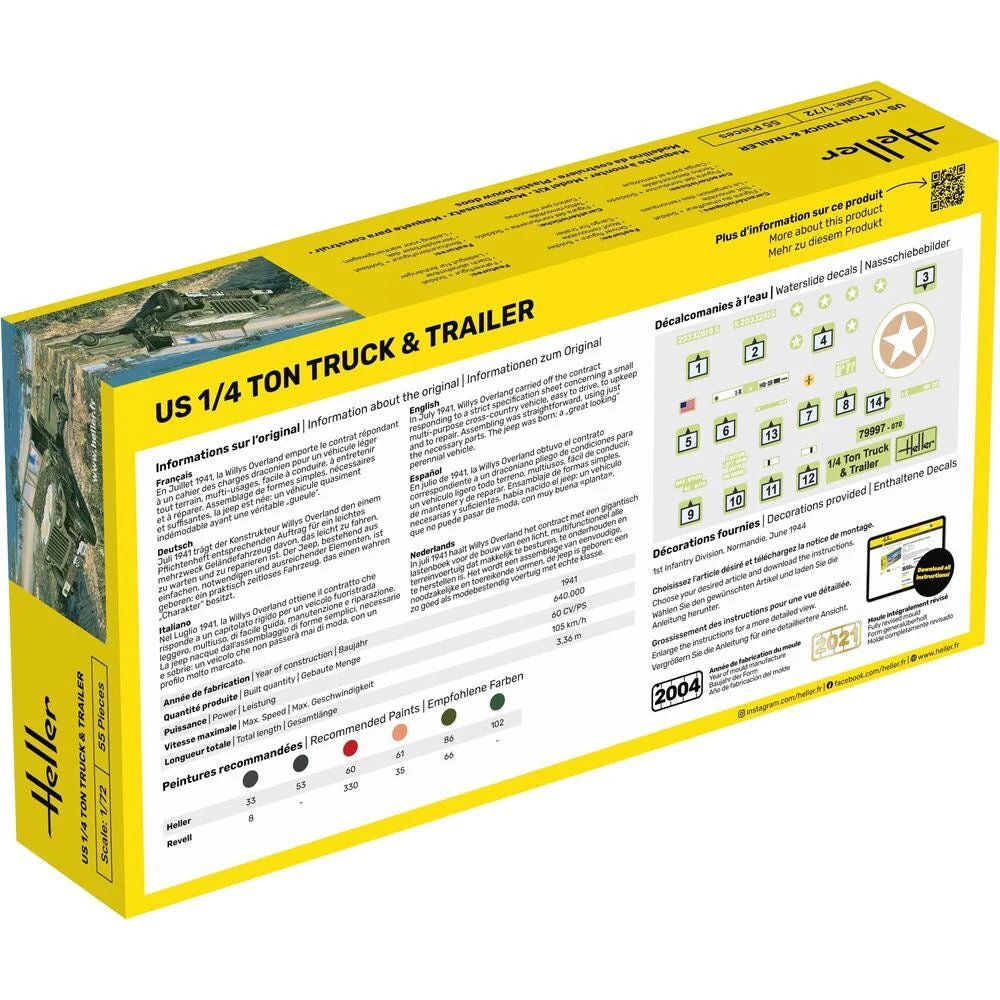 Heller HLL56997 1/72 US 1/4 Ton Truck & Trailer Starter Kit - Image 2