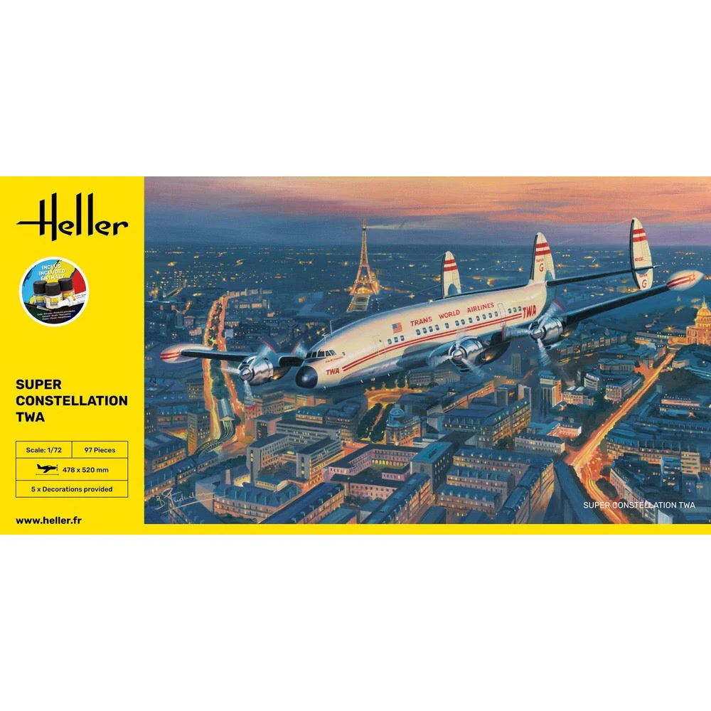 Heller HLL58391 1/72 Super Constellation TWA Starter Kit - Image 3
