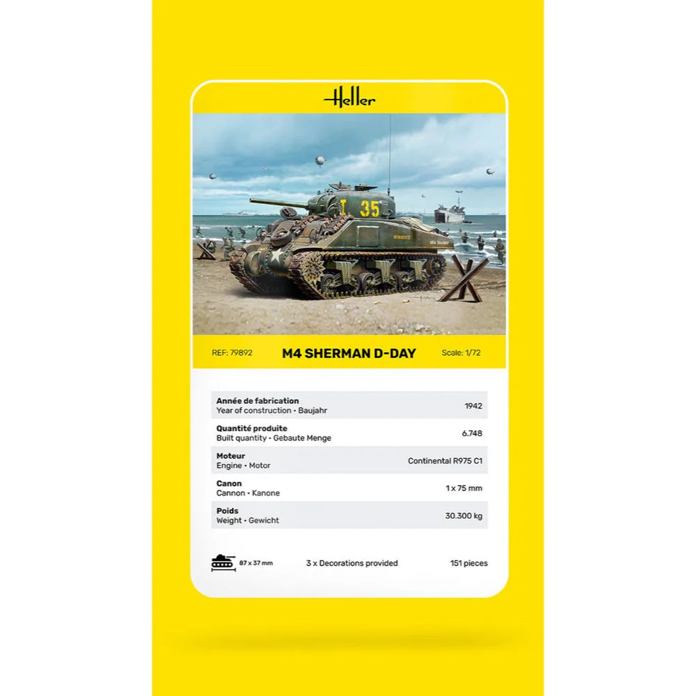 Heller HLL79892 1/72 M4 Sherman D-Day - Image 4