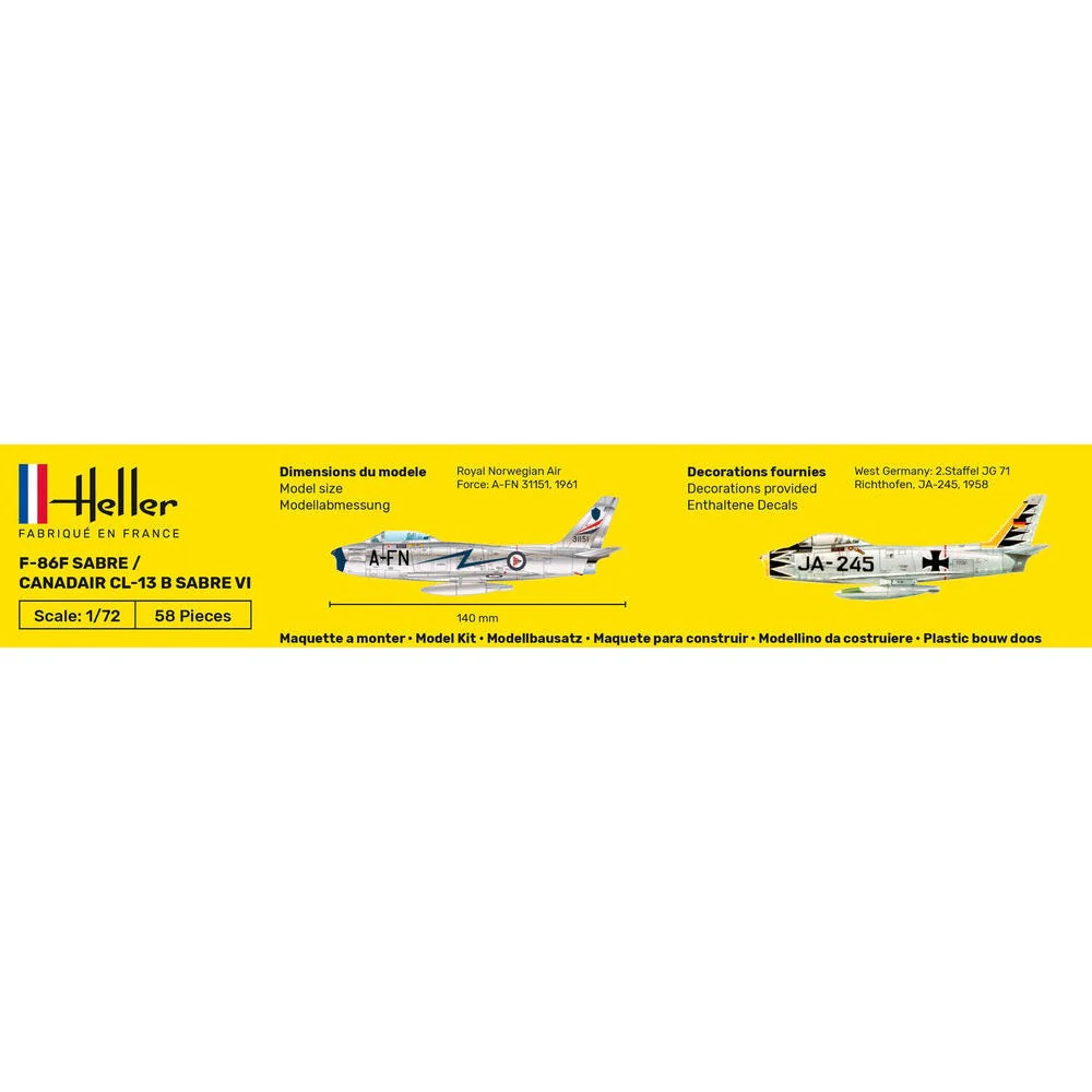 Heller HLL80277 1/72 F-86F Sabre / Canadair CL-13 B Sabre VI - Image 4