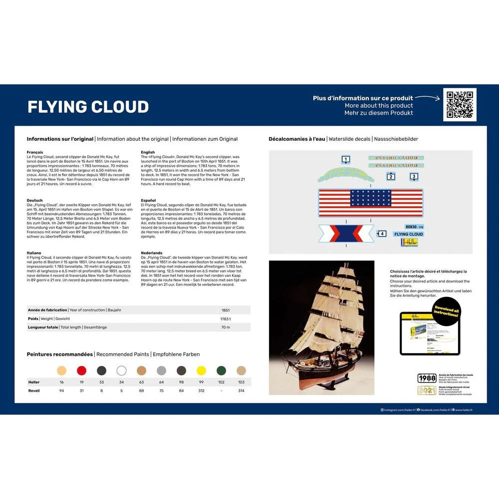Heller HLL80830 1/200 Flying Cloud - Image 3