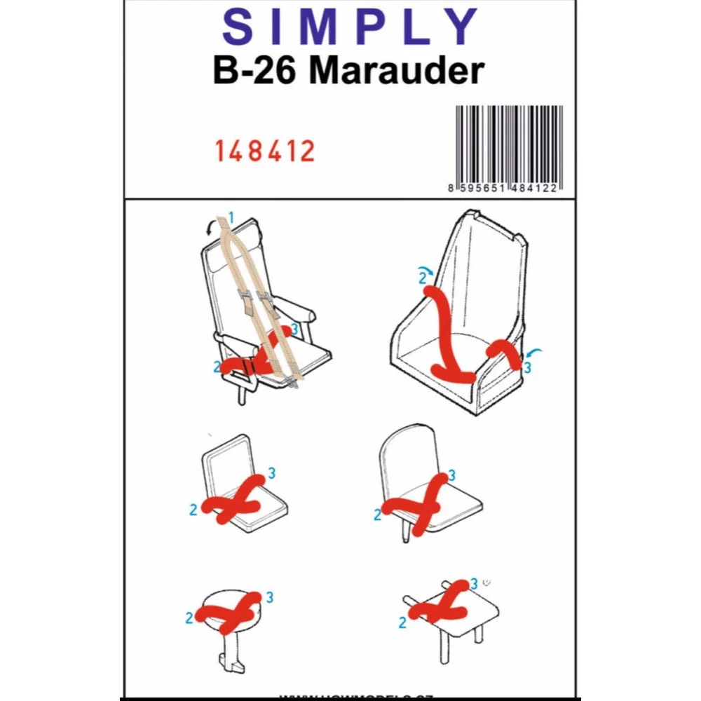 HGW 148412 1/48 Martin B-26 Marauder Seatbelts - Image 2