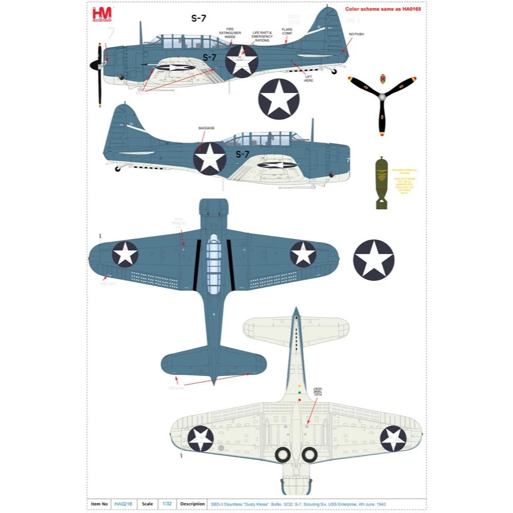 Hobby Master 0216 1/32 SBD-3 Dauntless Dusty Kleiss Bu No. 3232 S-7 Scouting Six USS Enterprise 4th June 1942 - Image 10