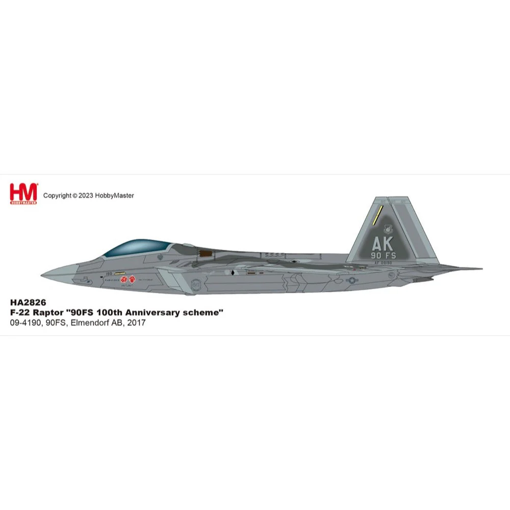 Hobby Master 2826 1/72 F-22 "90th FS 100th Anniv. Scheme" 09-4190, 90th FS, Elmendorf AB, 2017 - Image 18