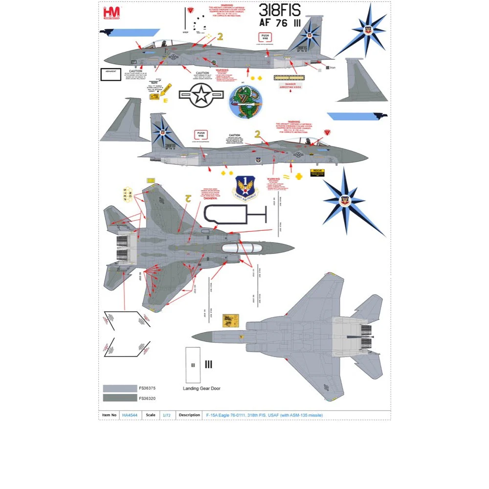 Hobby Master 4544 1/72 F-15A Eagle 76-0111, 318th FIS, USAF with ASM-135 missile - Image 10