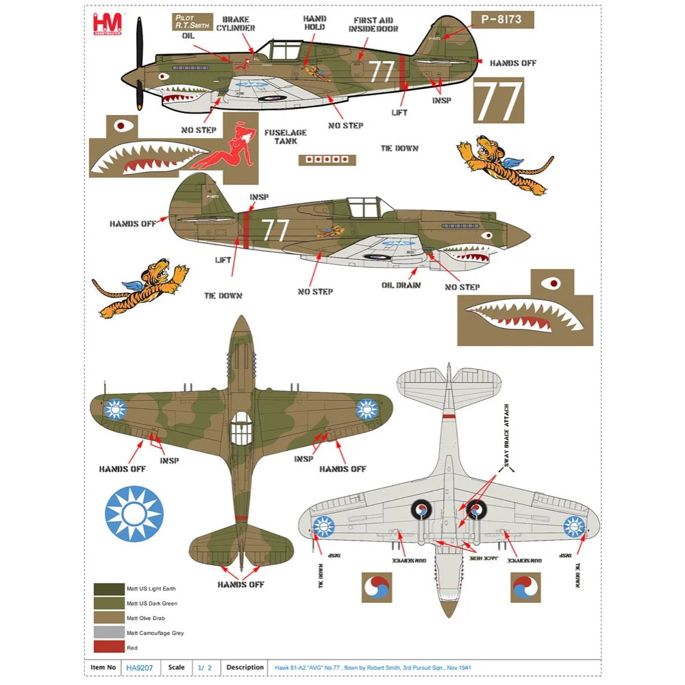 Hobby Master 9207 1/48 Hawk 81-A2 AVG No.77 flown by Robert Smith 3rd Pursuit Sqn. Nov 1941 - Image 18