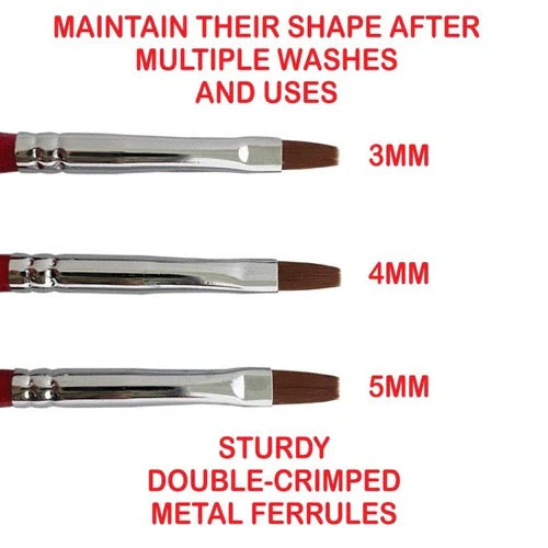 Icky Sticky 14018 Synthetic Flat Detail Paint Brush Set - Image 3