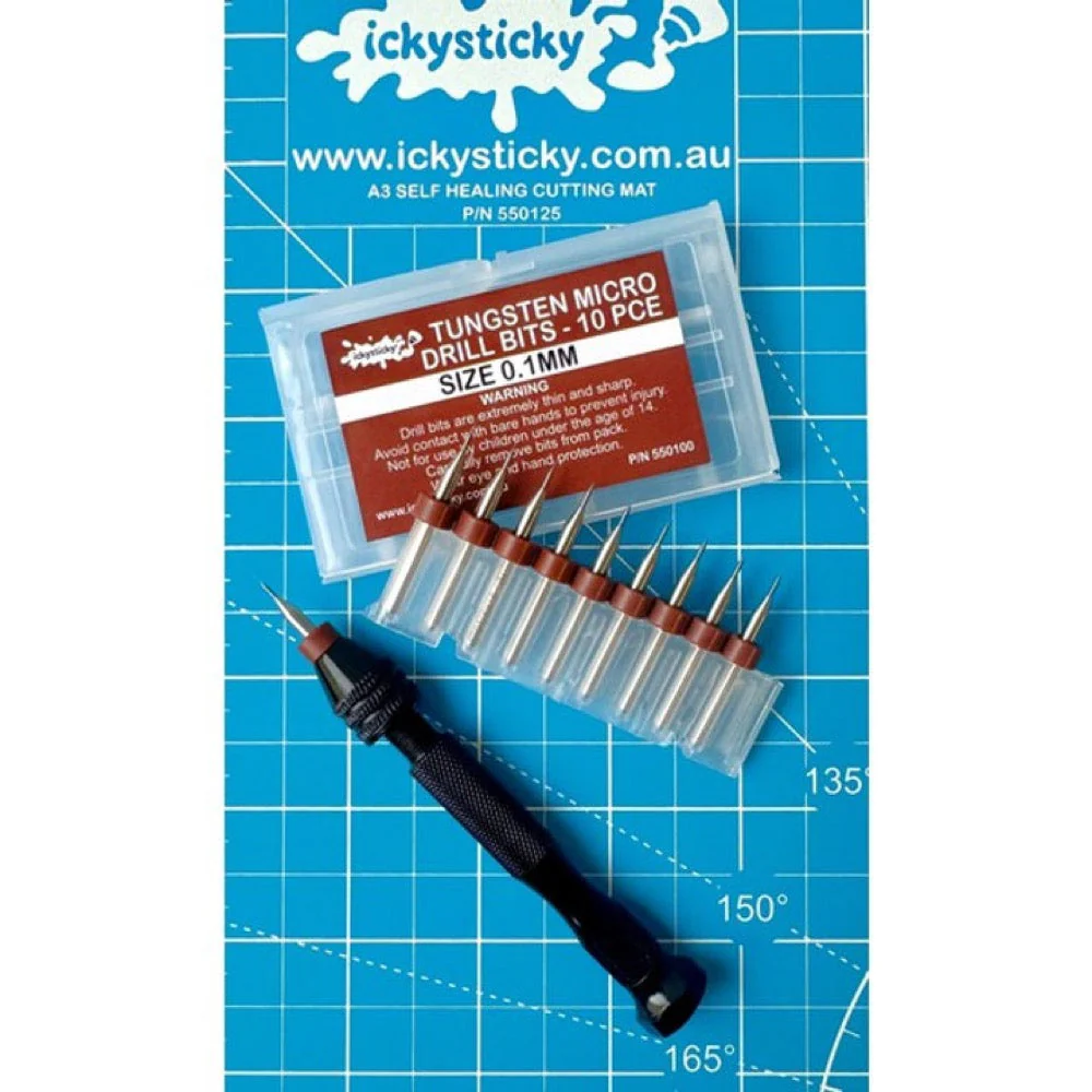 Icky Sticky 550100 Tungsten Micro Drill Bits 0.1mm (10 piece)