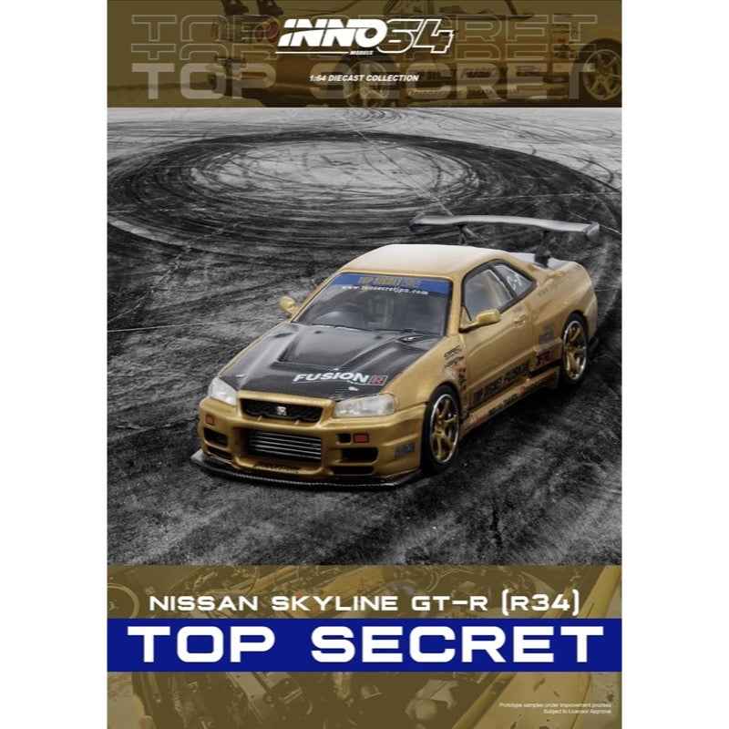 Inno 64-R34TS-GOLD 1/64 Top Secret R34 GT-R Gold - Image 2