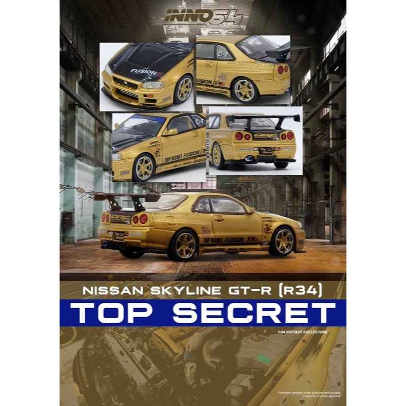 Inno 64-R34TS-GOLD 1/64 Top Secret R34 GT-R Gold - Image 6