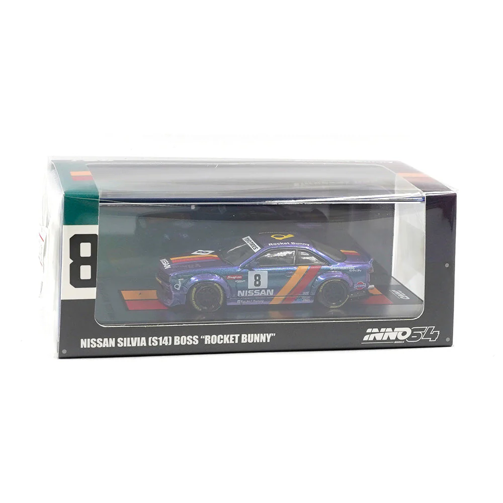 Inno 64-S14B-PRP 1/64 Nissan Silvia S14 Boss Rocket Bunny Purple - Image 8