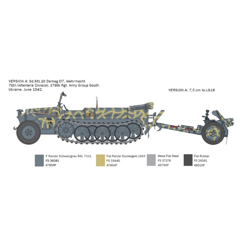 Italeri 6595 1/35 Kfz. 10 Demag D7 with 7.5 cm leIG 18 - Image 4
