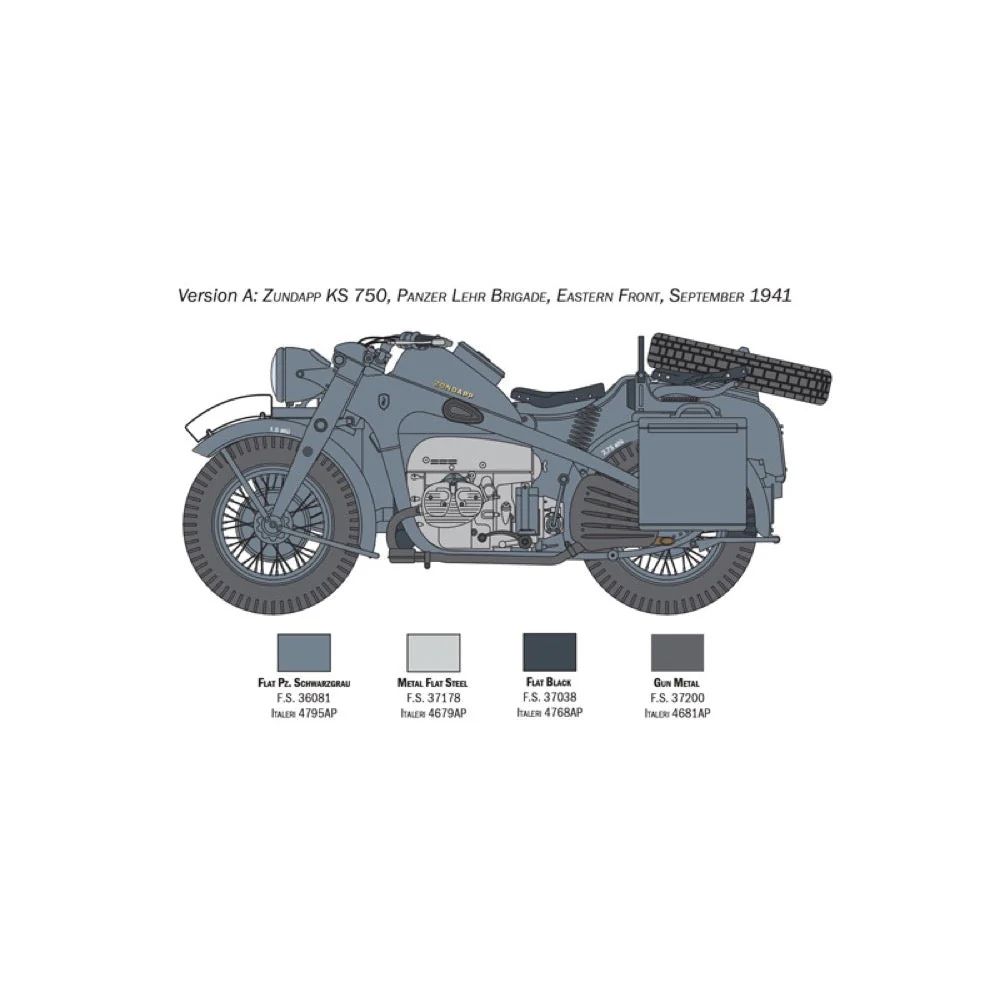 Italeri 7406 1/9 Zundapp KS750 with Sidecar - Image 6