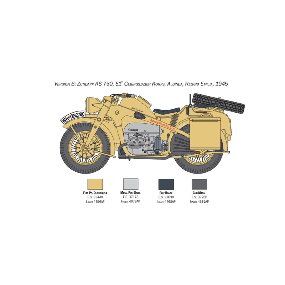 Italeri 7406 1/9 Zundapp KS750 with Sidecar - Image 7