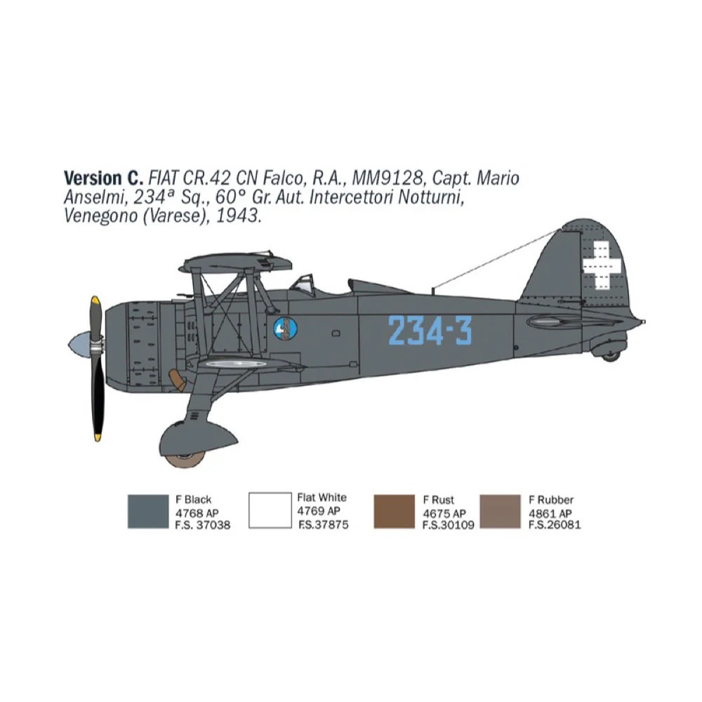 Italeri 1485S 1/72 FIAT CR.42 CN “Falco” Night Fighter - Image 6